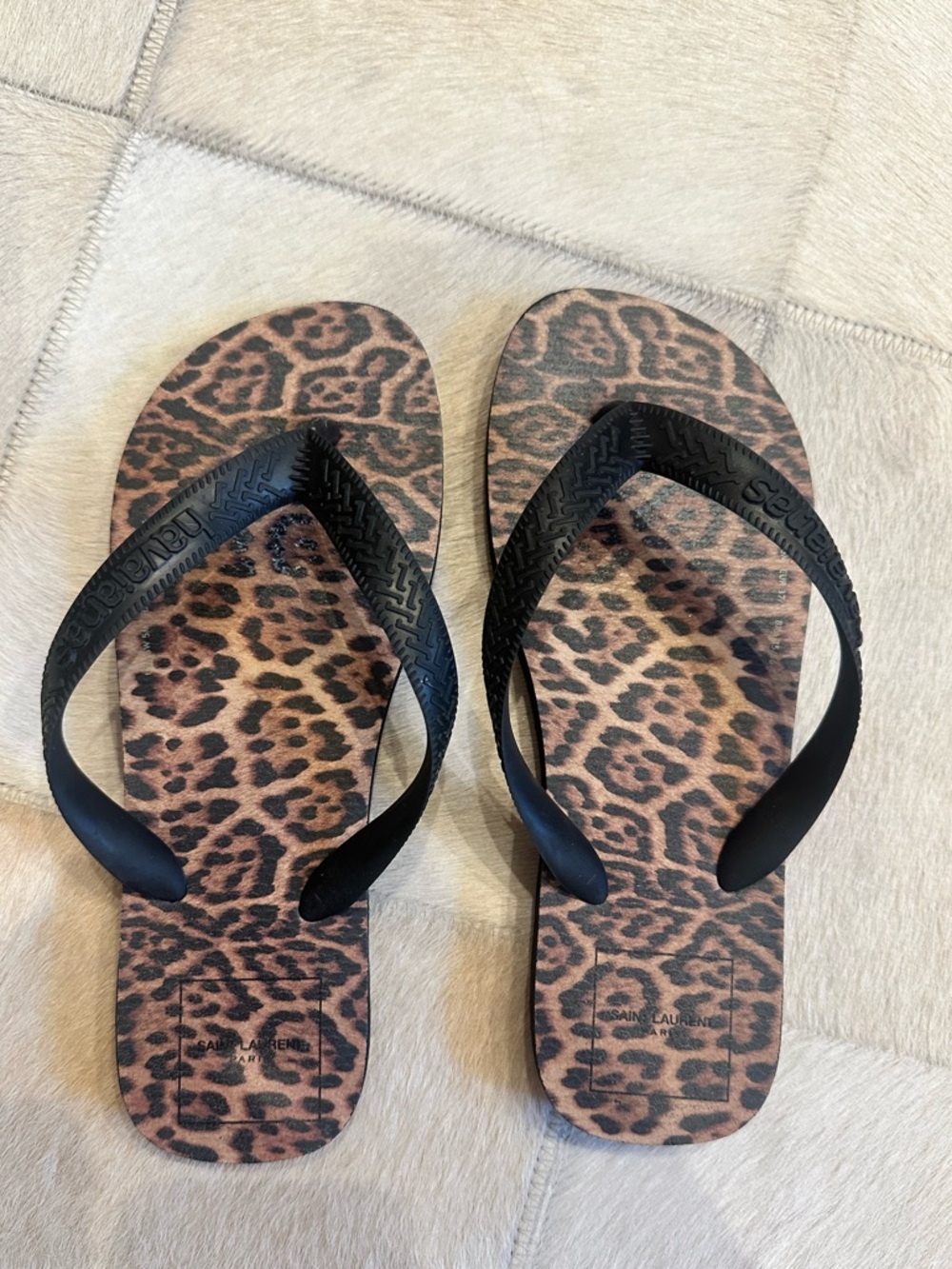 Saint Laurent x Havaianas Leopard Print Flip Flops